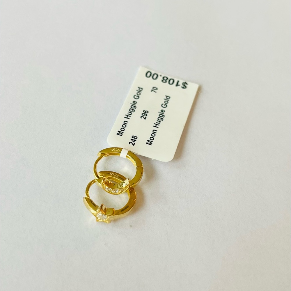 small silver rings moon huggie gold